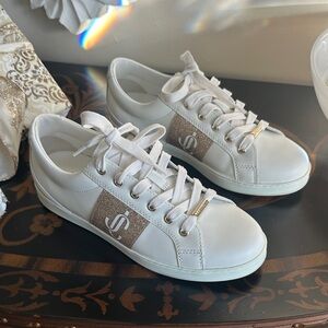 Jimmy Choo White Sneakers with Gold Details